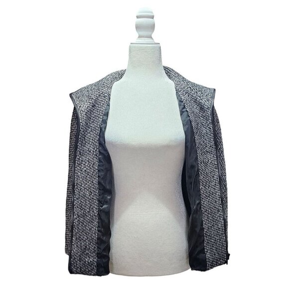 LAFAYETTE 148 tweed black white wool cashmere camel hair short jacket size 10 - Picture 7 of 12